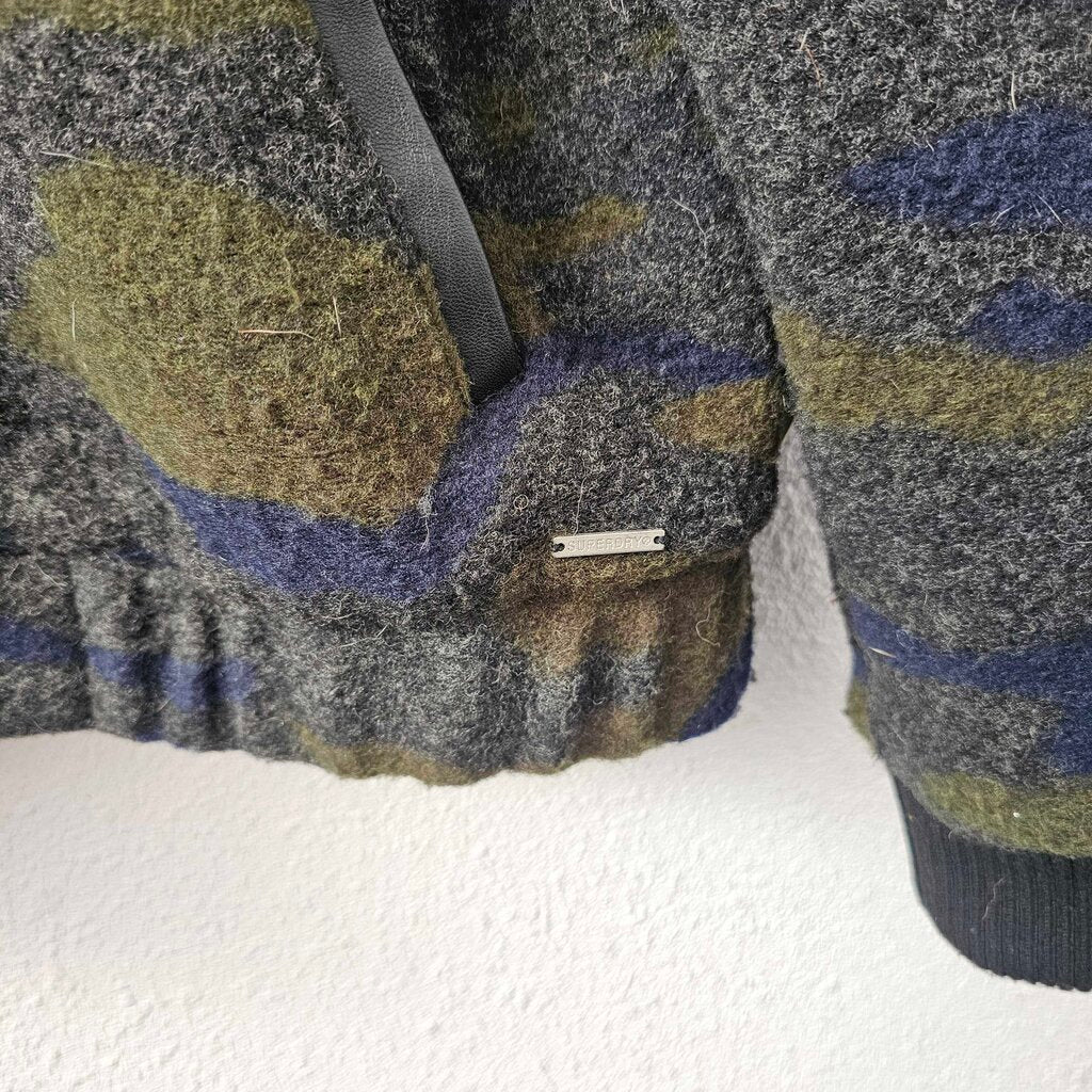 Wool camo print bomber jacket