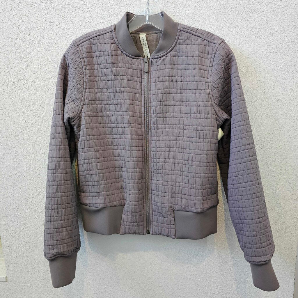 Textured bomber jacket zip