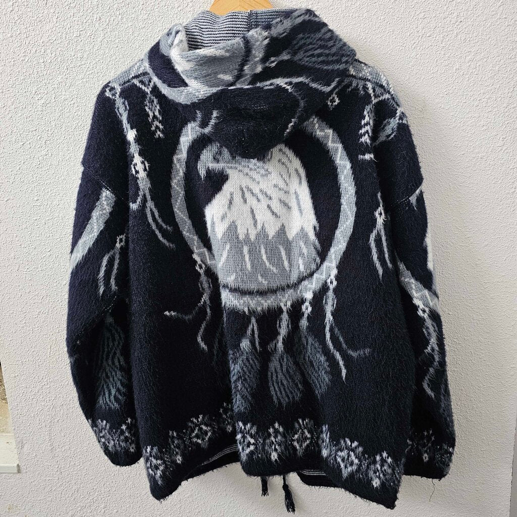 Zip sweater eagle print