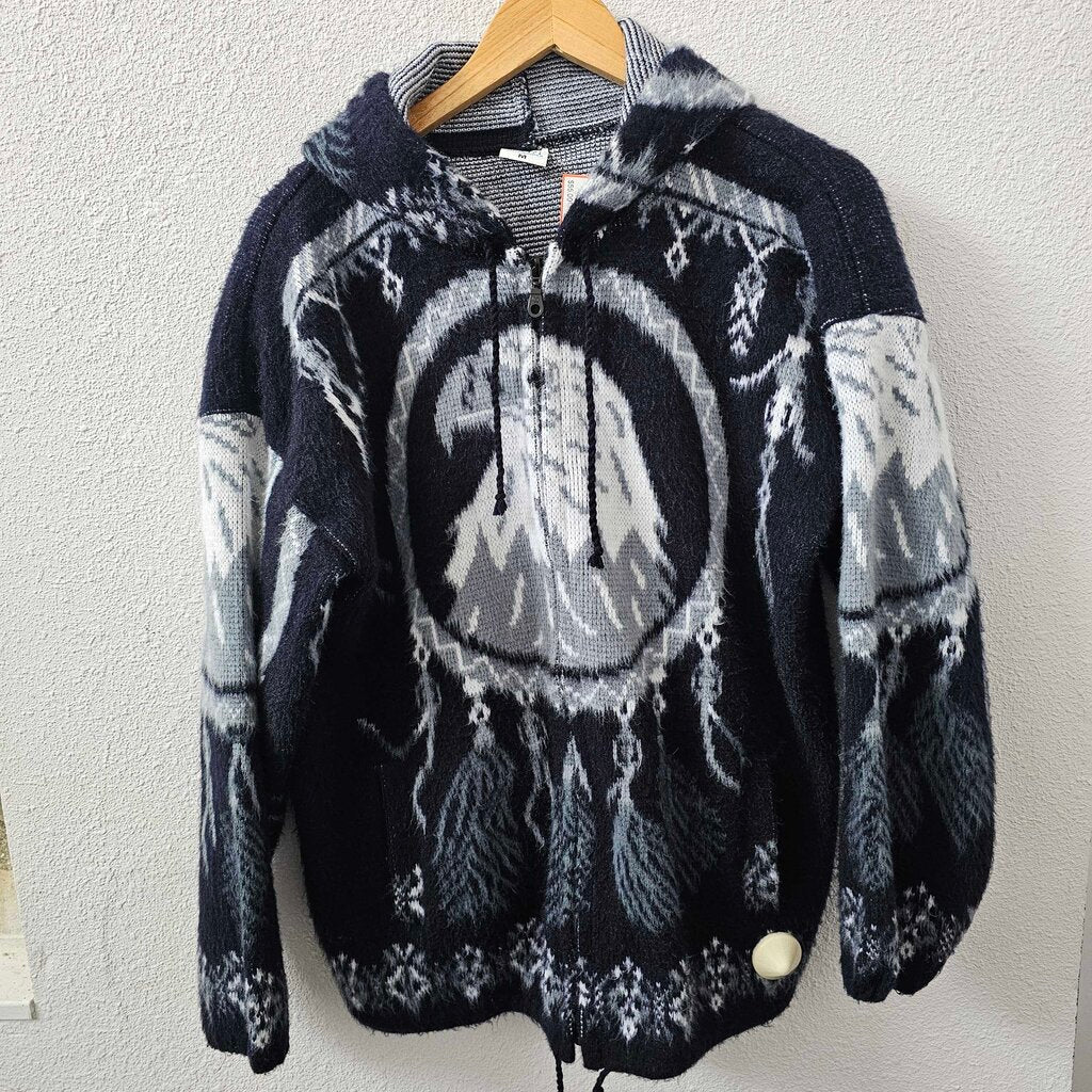 Zip sweater eagle print