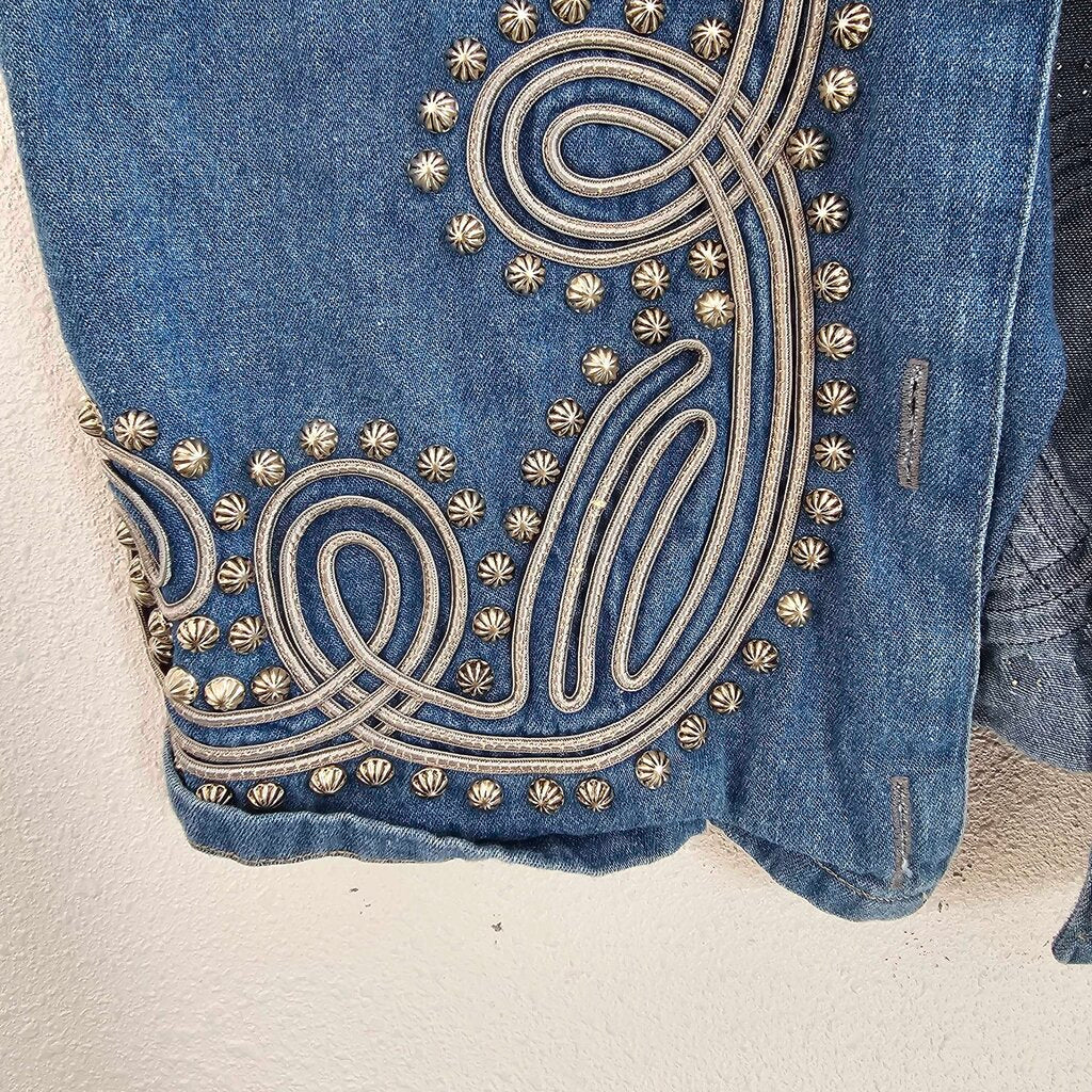 Denim with metal accents