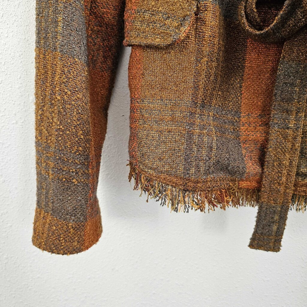 Plaid blazer with belt