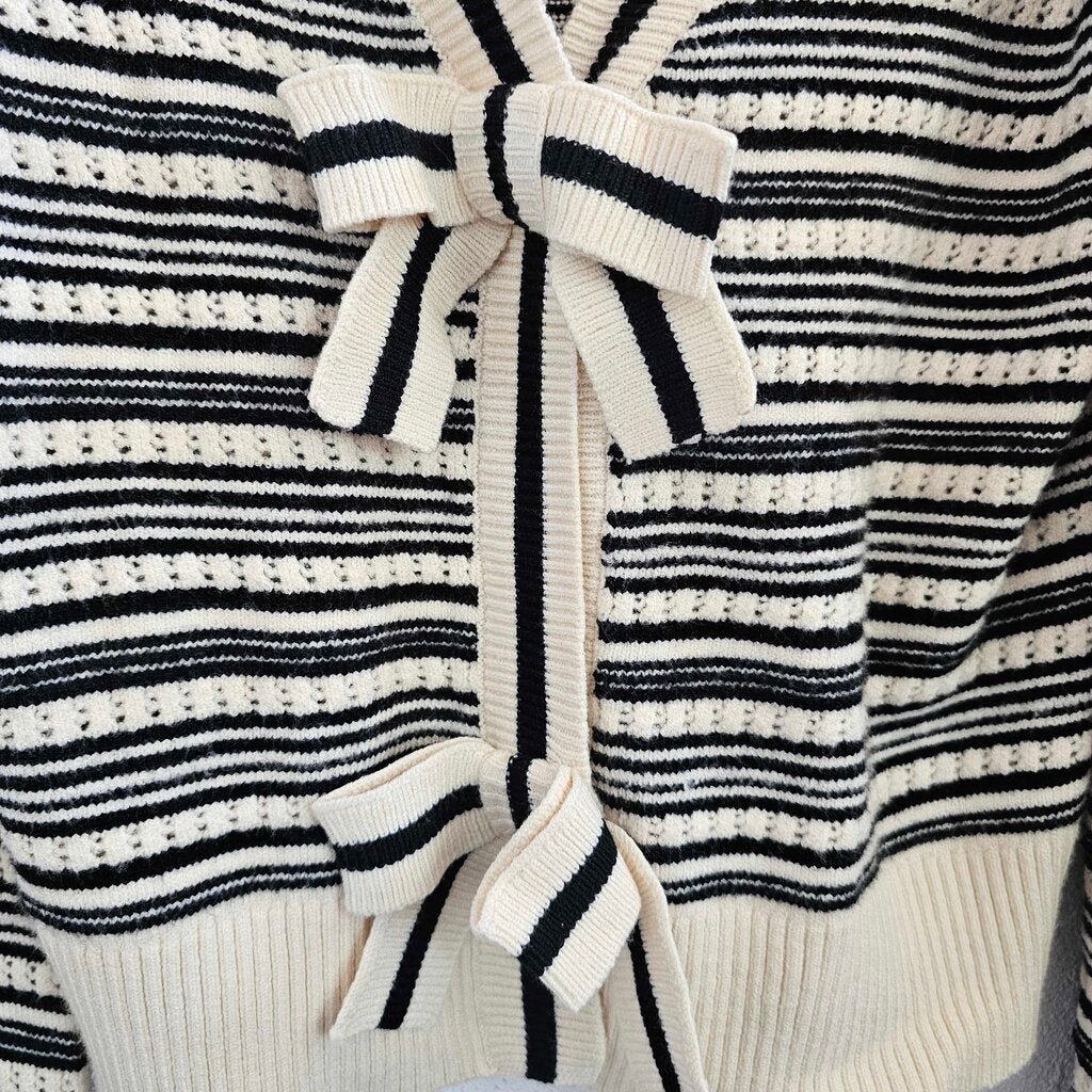 Striped bow cardigan