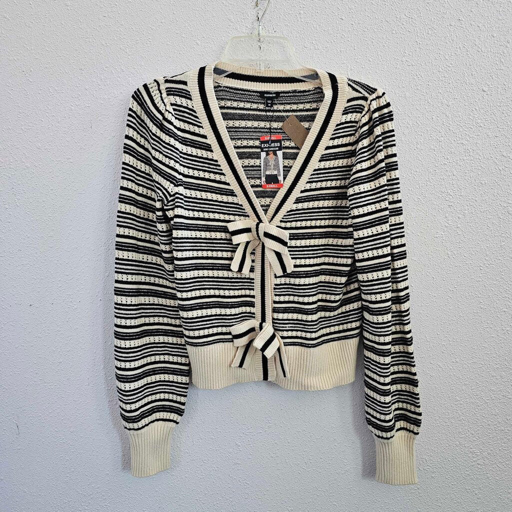 Striped bow cardigan