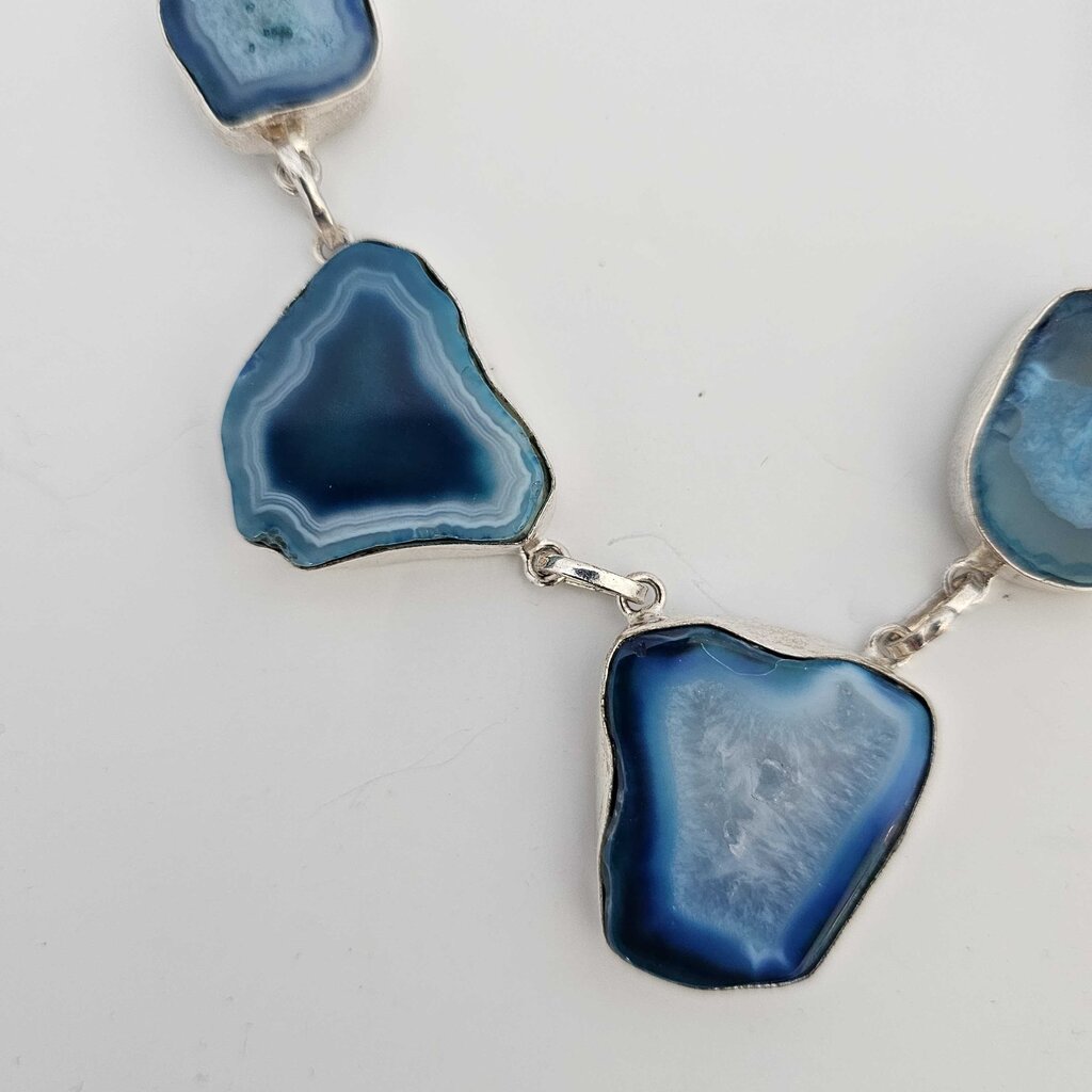 Blue Agate Sterling Necklace