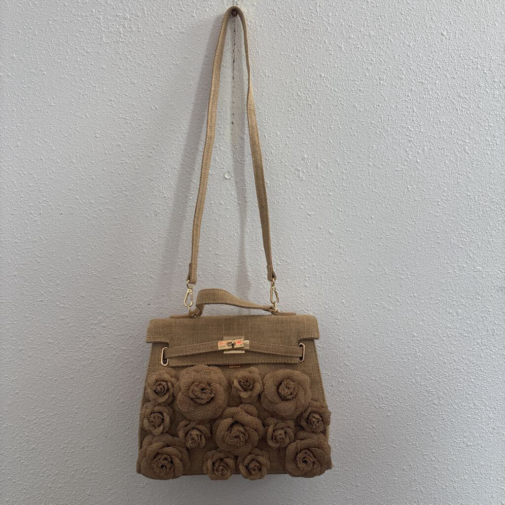 burlap/flowers
