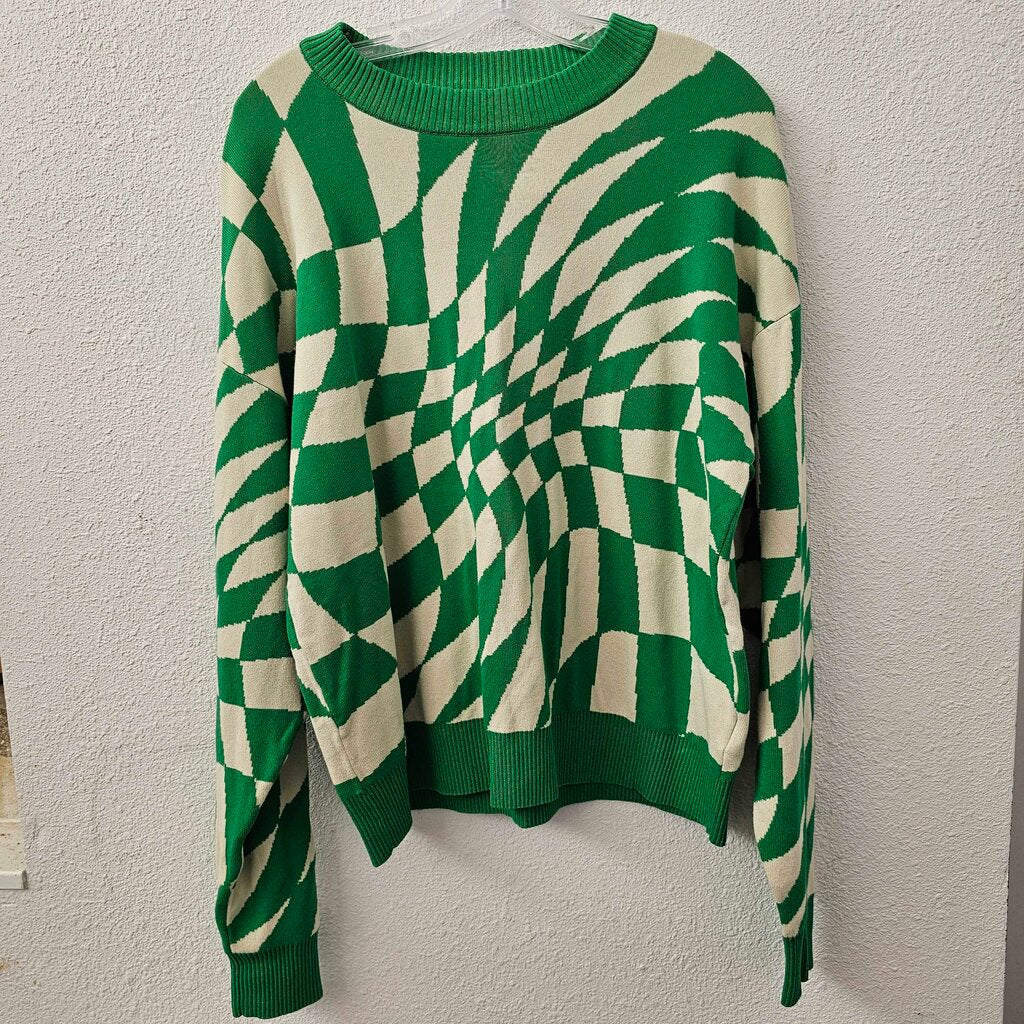 Long sleeved mock neck print sweater