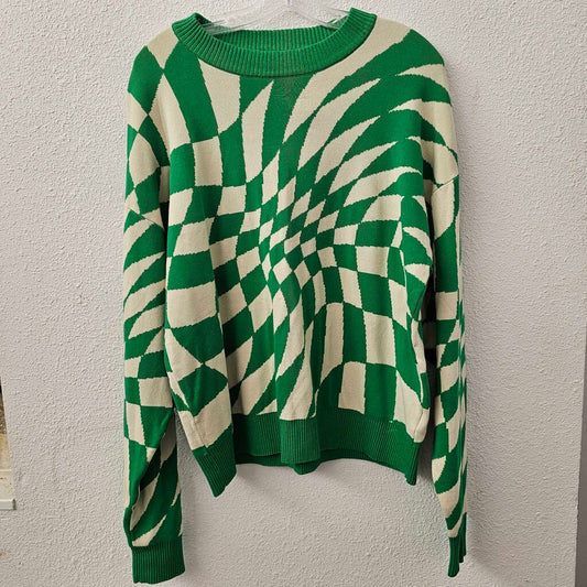 Long sleeved mock neck print sweater