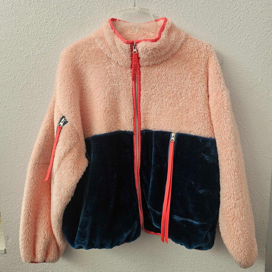 Zip up fleece and fuzzy jacket