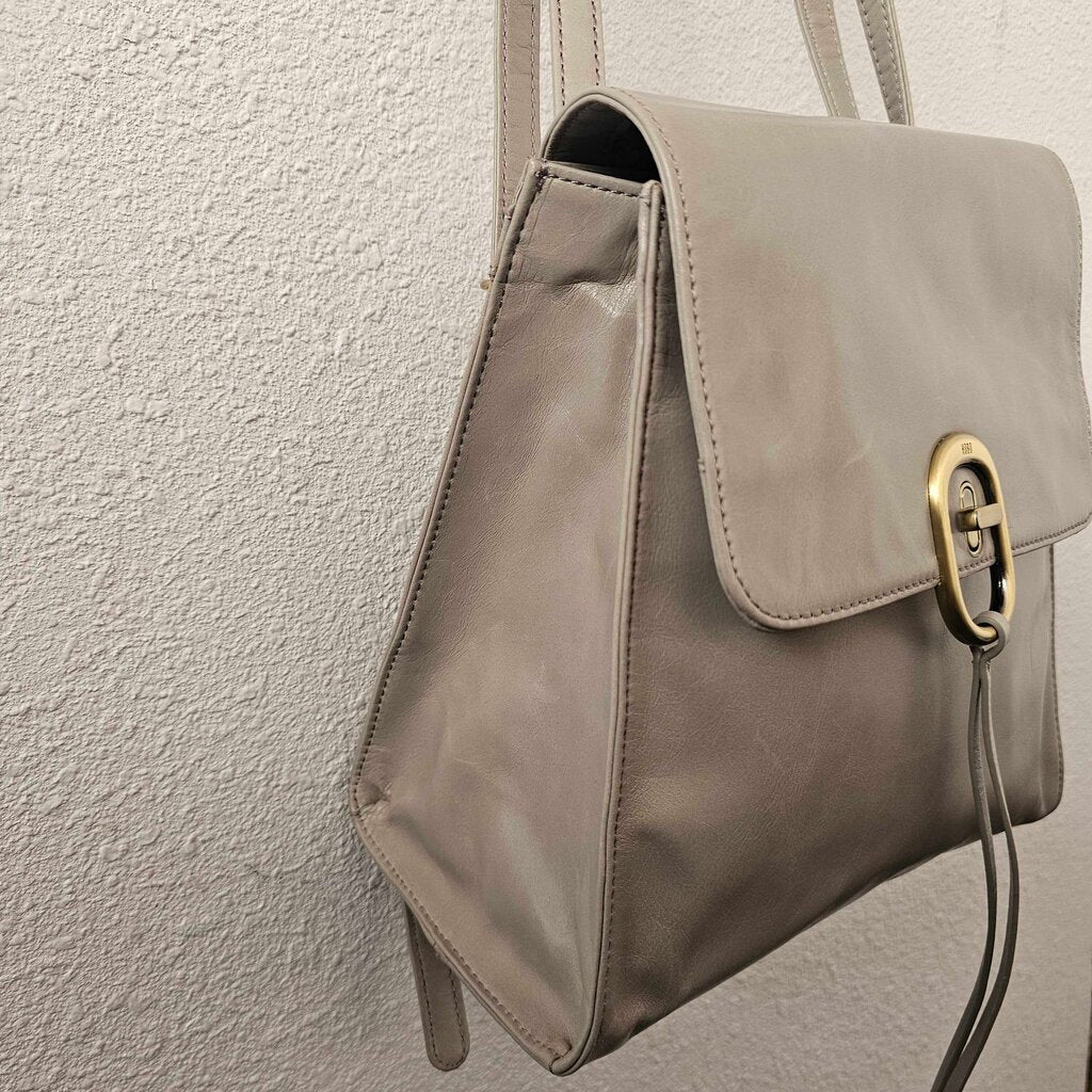 Leather turn lock backpack