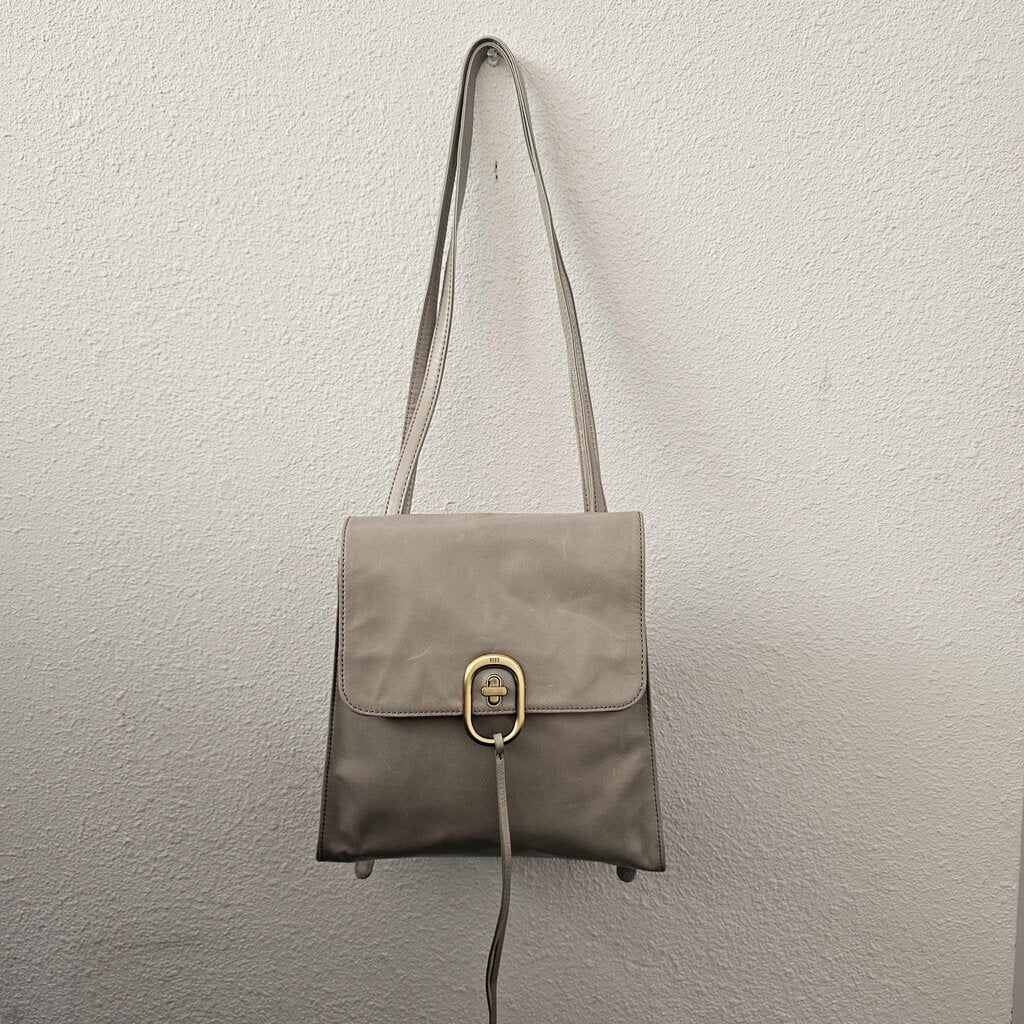 Leather turn lock backpack