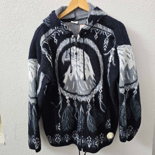 Zip sweater eagle print