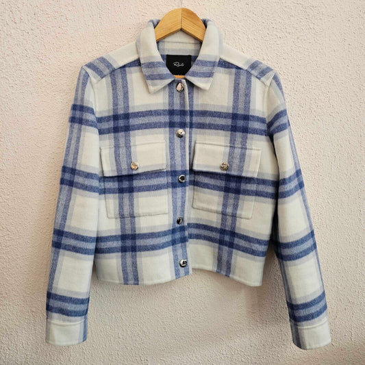 Plaid jacket with silver snaps