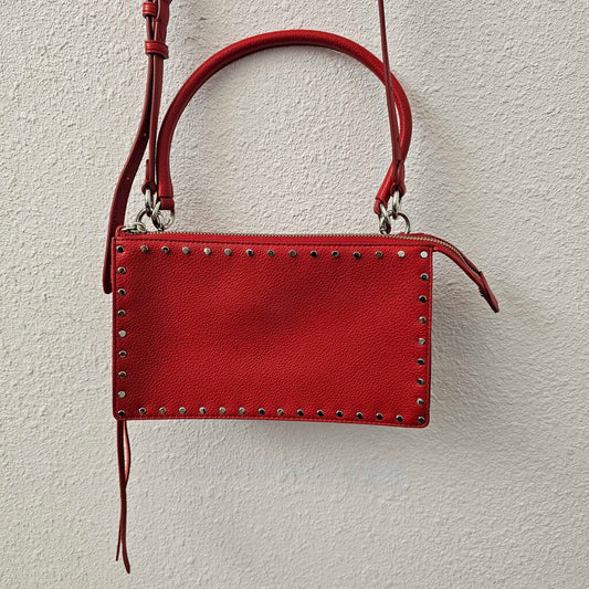 Leather crossbody with tophandle
