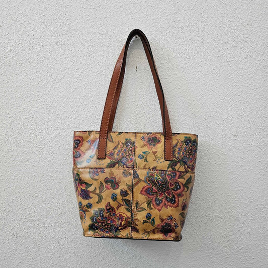 Floral print leather shoulder bag