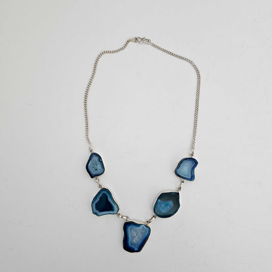 Blue Agate Sterling Necklace