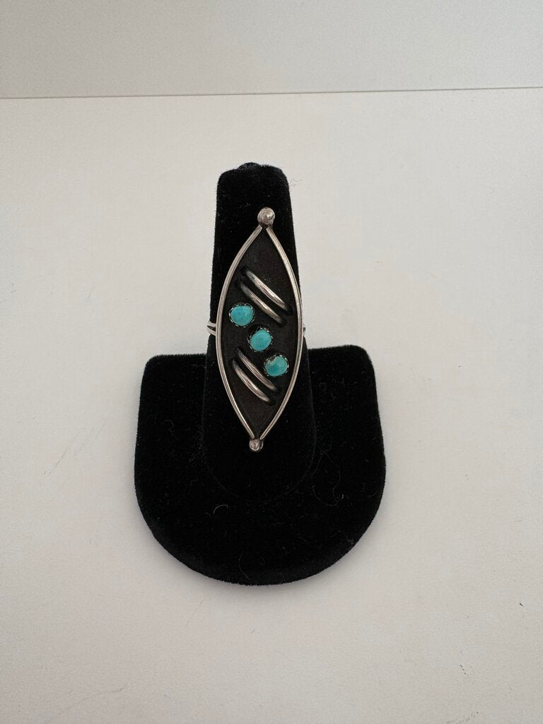 Zuni turquoise marquise shape ring