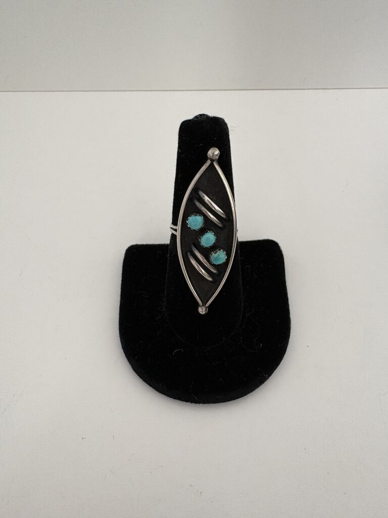 Zuni turquoise marquise shape ring