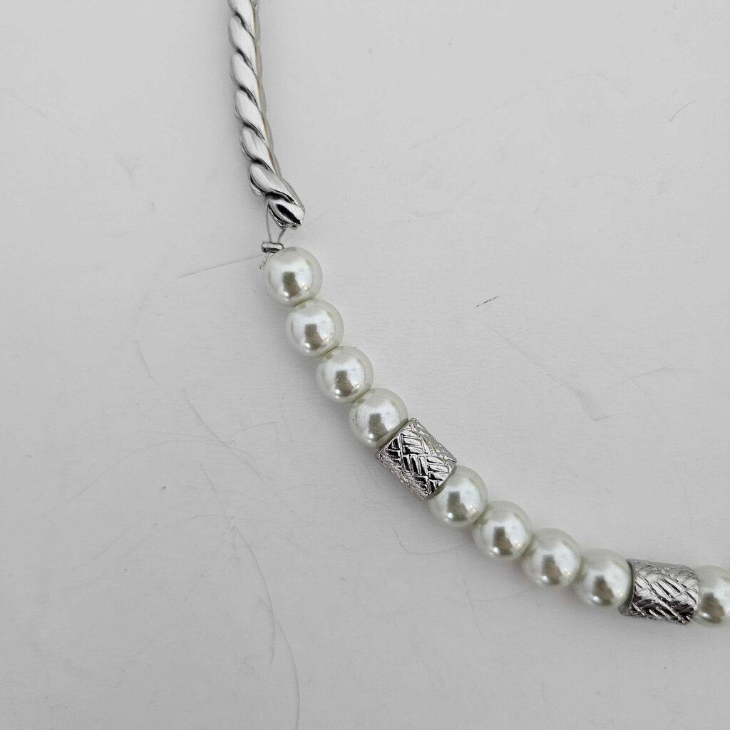 pearls & etched bars necklace