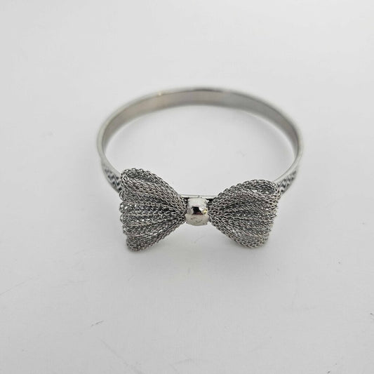 enamel zigzag & mesh bow bangle