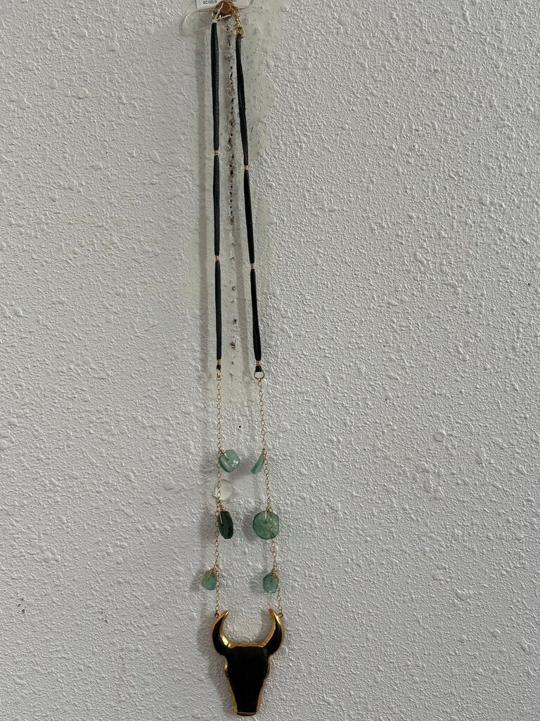 resin bull skull & beads
