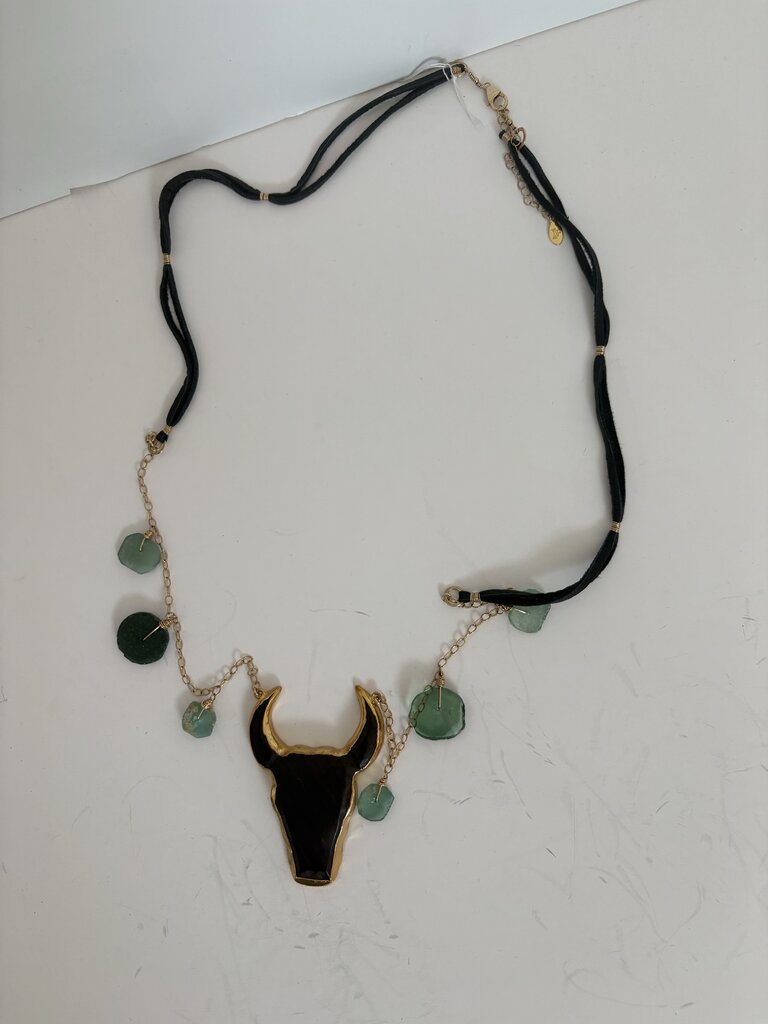 resin bull skull & beads