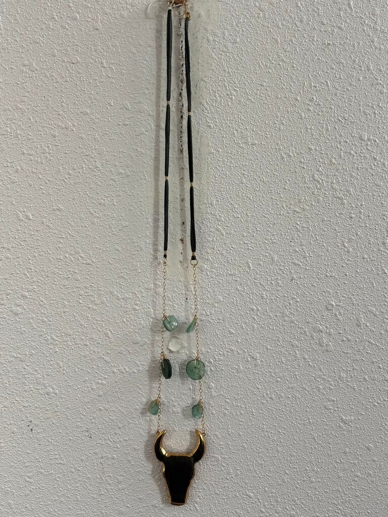 resin bull skull & beads