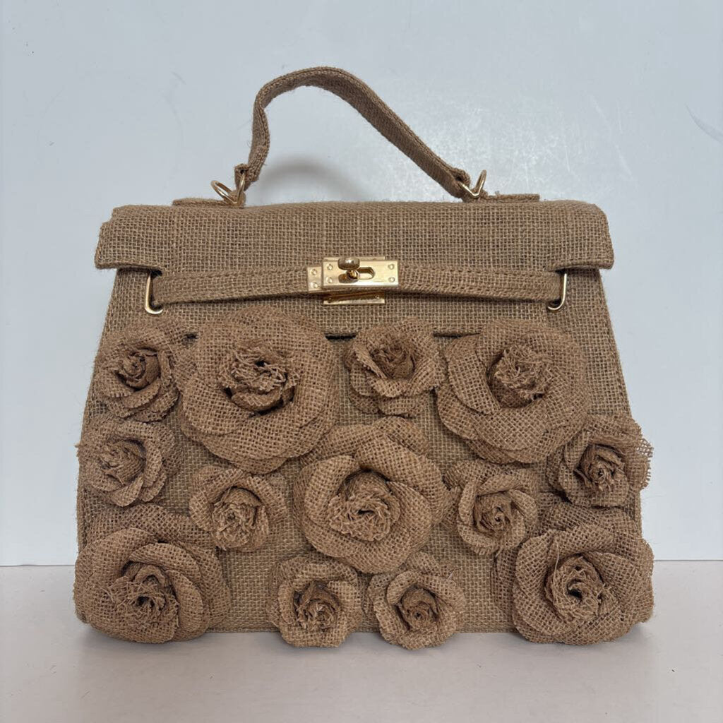 burlap/flowers